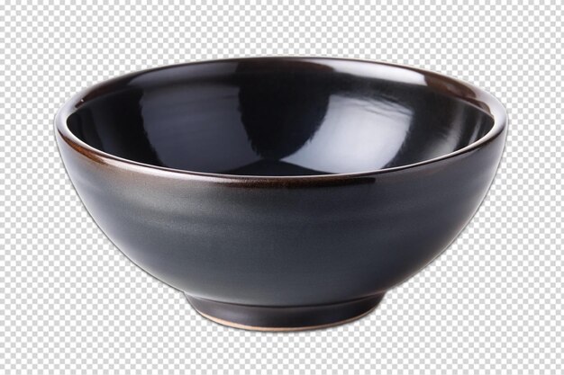 PSD black ceramic bowl isolated on transparent png 4