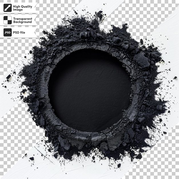 a black circle of black powder is on a transparent background