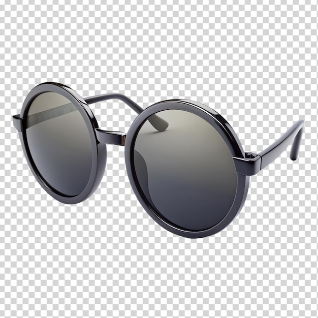 Black circular sun glasses 3d on transparent background