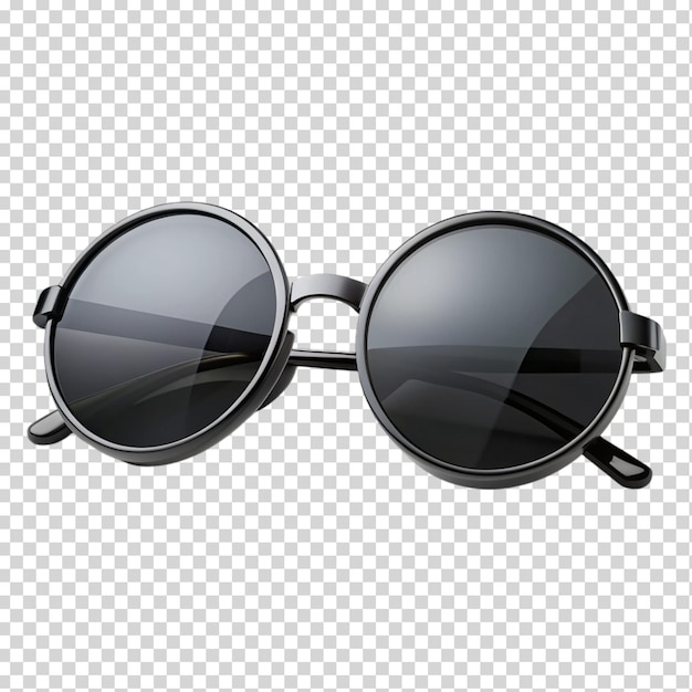 Black circular sun glasses 3d on transparent background