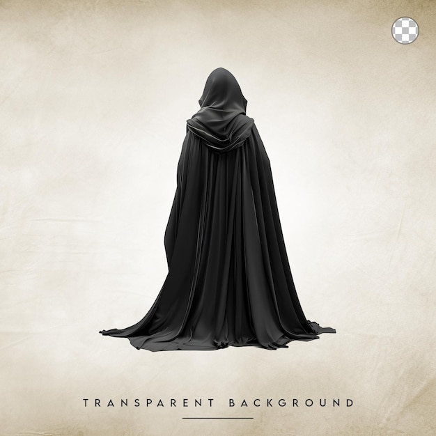 black cloak without people ghost dress isolated on transparent background