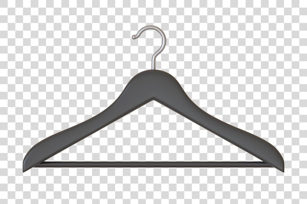 Black clothes hanger isolated on white background 3D render illustration