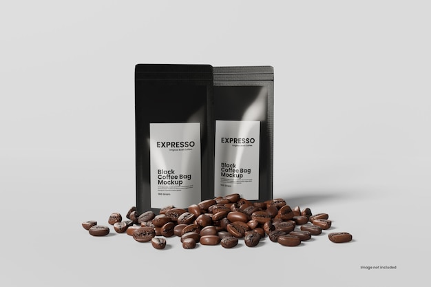 Black Coffee Bag Mockup