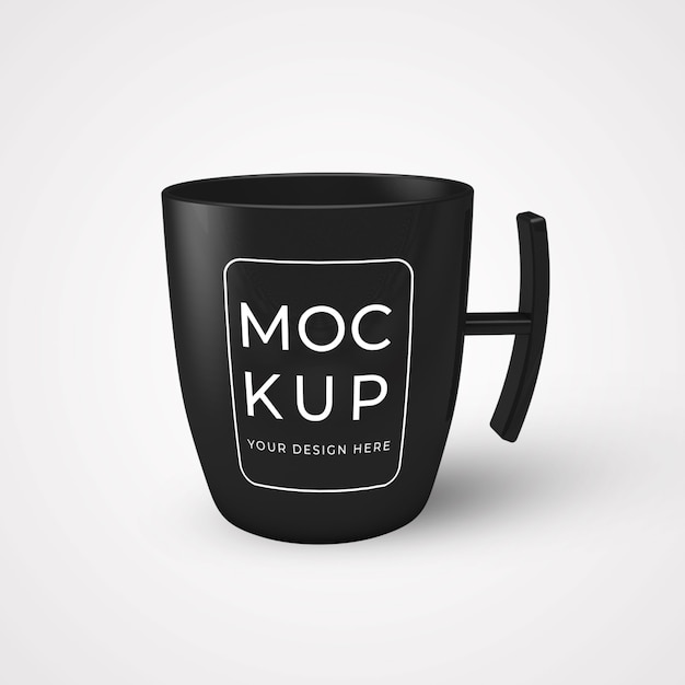 Black coffee cup on table mockup