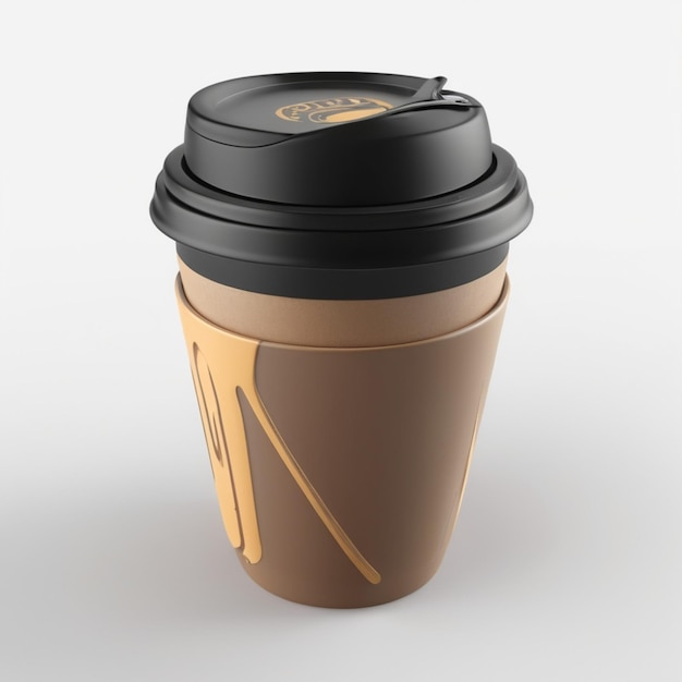 PSD a black coffee cup with a lid that says  coffee  on it