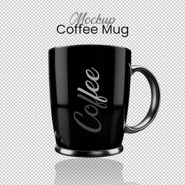 Black Coffee Mug Mockup For Design 3d Tea Mug Transparent Ceramic Cup With Silver Edge Isolated