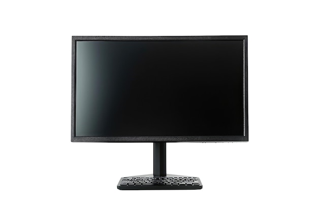 PSD black computer monitor isolated on white background electronic device aig57