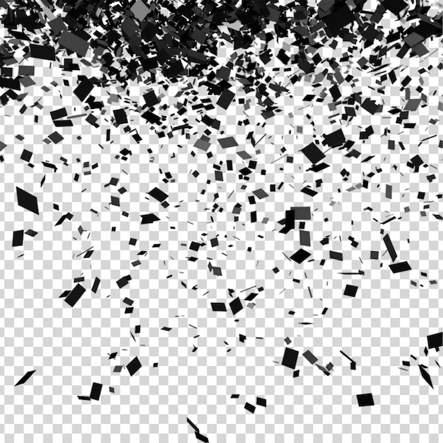 PSD black confetti background on a transparent background