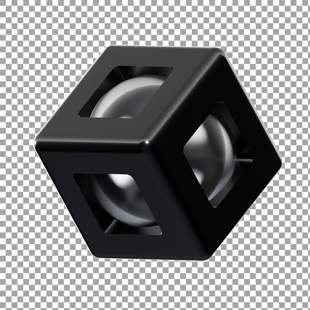 Black cube and rounded glass icon