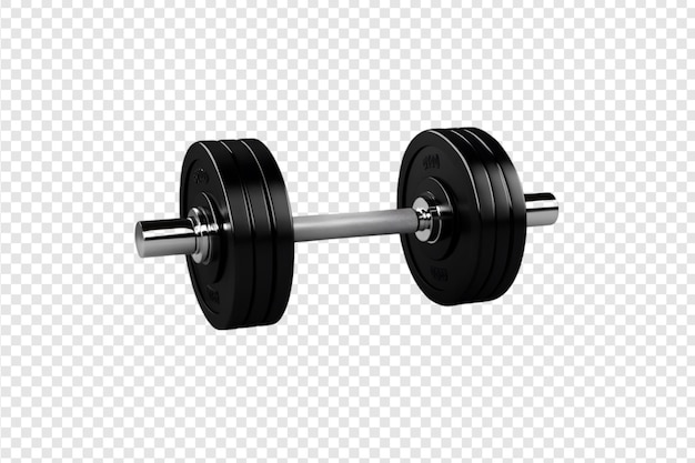 PSD black dumbbell with adjustable weights isolated on a transparent background