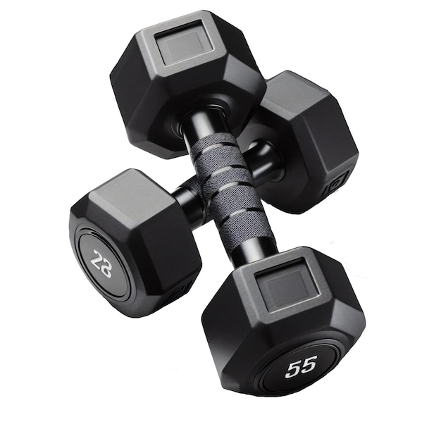 PSD black dumbbells isolated on transparent background