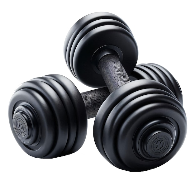 PSD black dumbbells isolated on transparent background