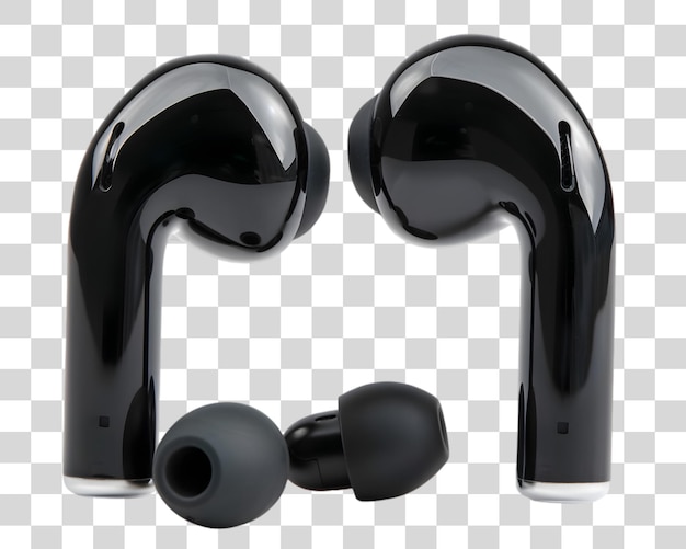 PSD black ear buds for music on white background