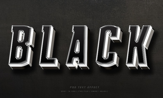 Black editable text effect