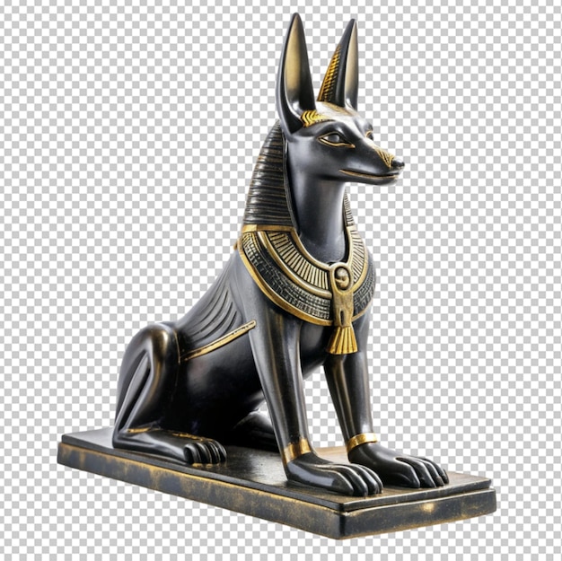 black Egyptian Anubis statue transparent background