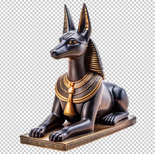 black Egyptian Anubis statue transparent background