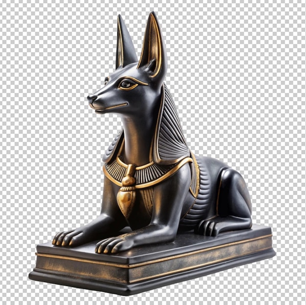 black Egyptian Anubis statue transparent background