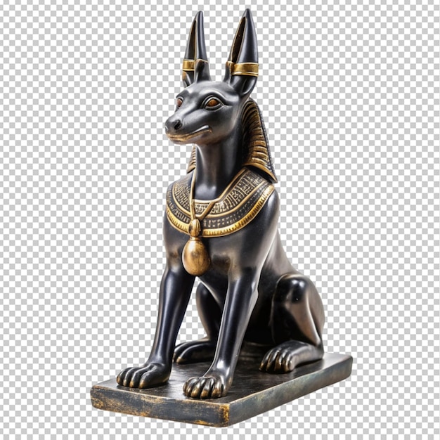 black Egyptian Anubis statue transparent background