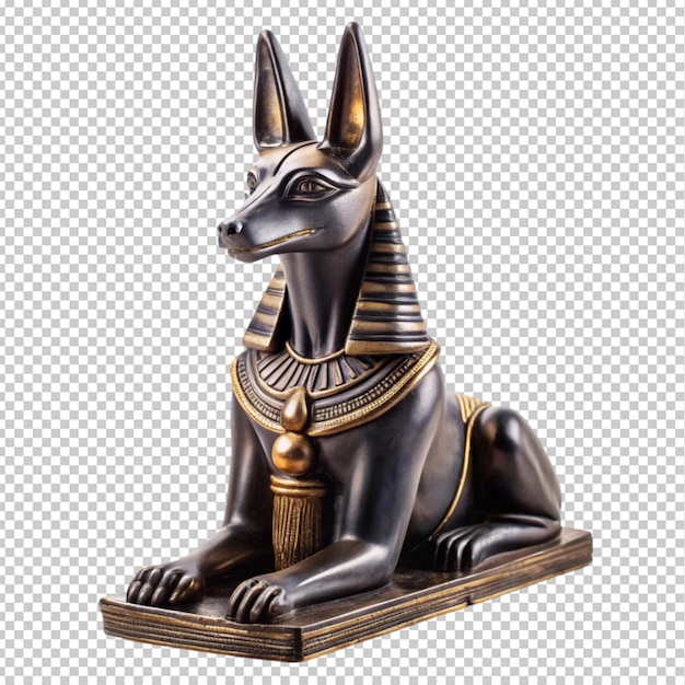 black Egyptian Anubis statue transparent background