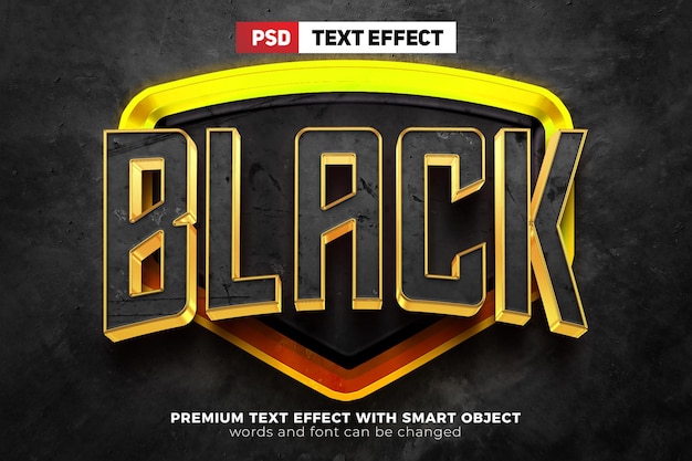 Black Esport team modern mock up logo template 3d editable text effect