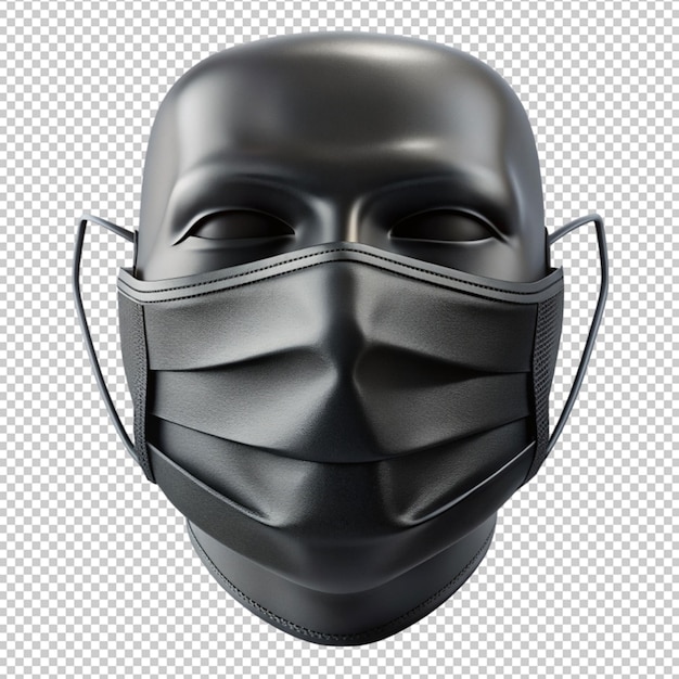 PSD black face mask isolated on transparent background