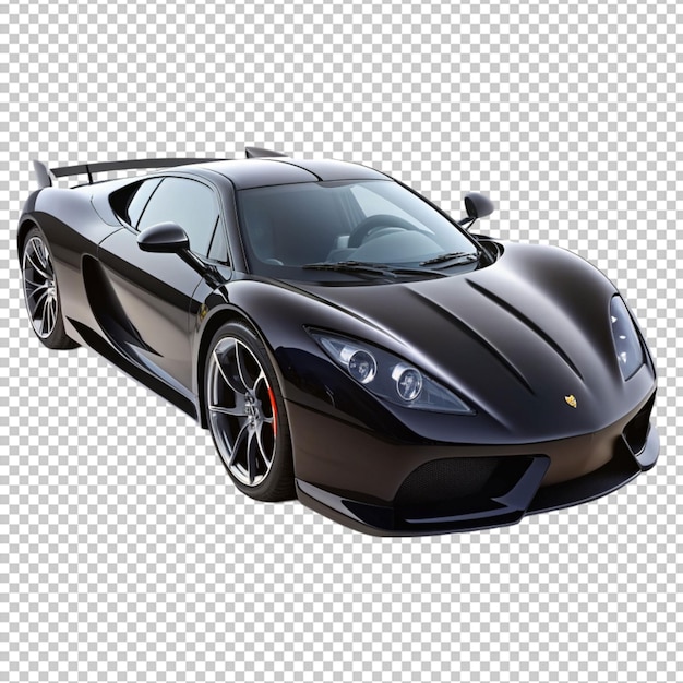 PSD black ferrari car on transparent background