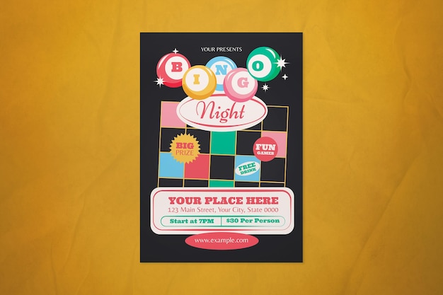 Black Flat Design Bingo Night Flyer