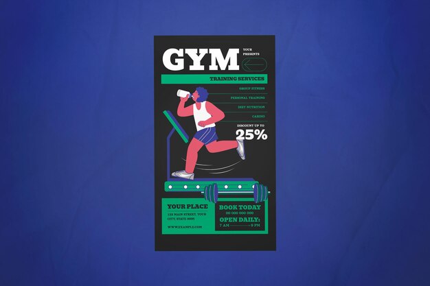 Black Flat Design Gym Training Instagram Story