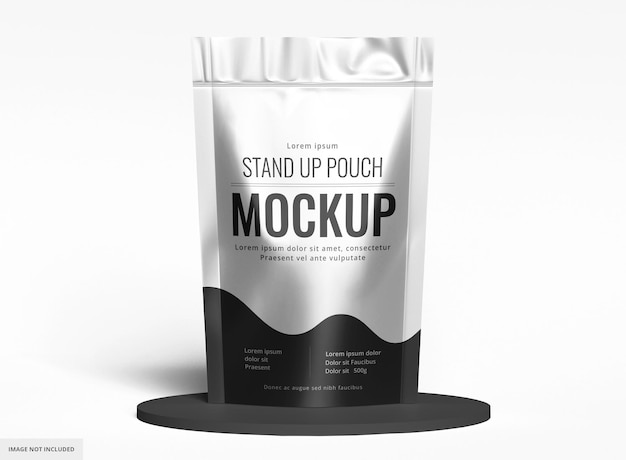 Black Foil Pouch Mockup on Podium Coffee Package