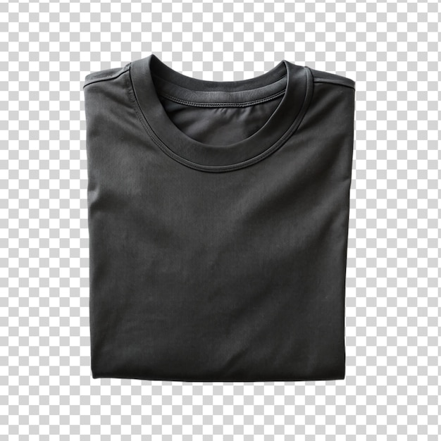 Black folded tshirt isolated on transparent background