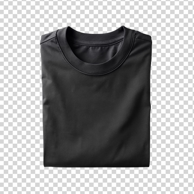 Black folded tshirt isolated on transparent background