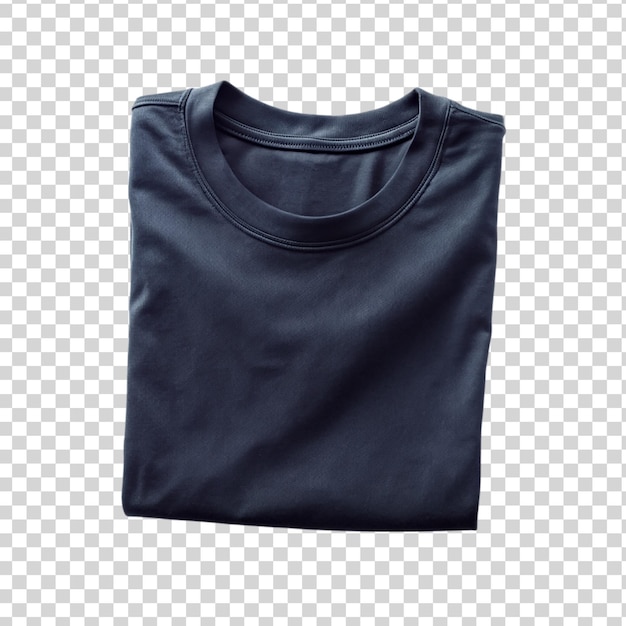 Black folded tshirt isolated on transparent background