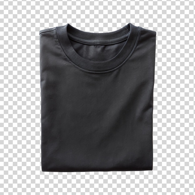 Black folded tshirt isolated on transparent background