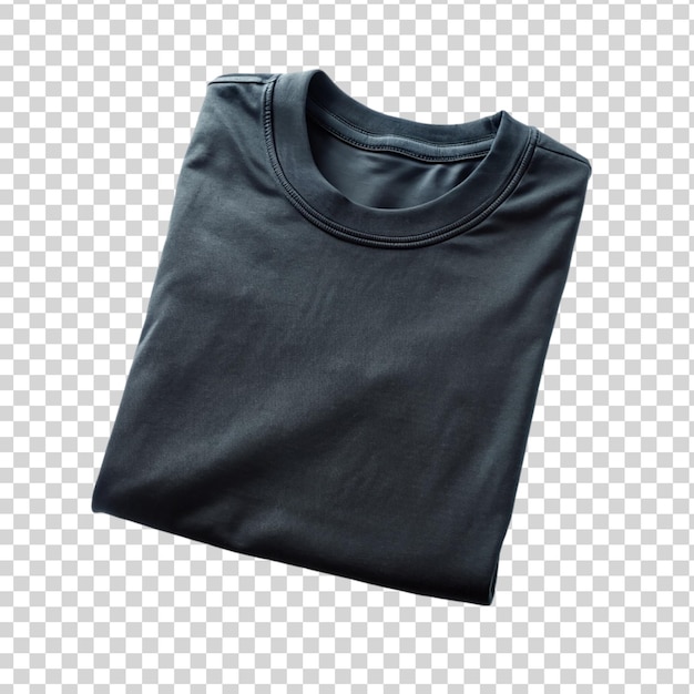 Black folded tshirt isolated on transparent background