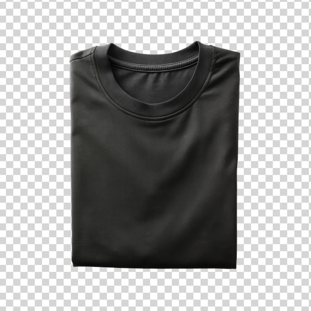 Black folded tshirt isolated on transparent background