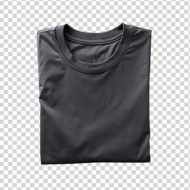 Black folded tshirt isolated on transparent background