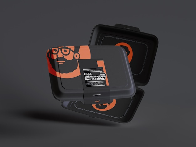 Black Food Delivery Container Mockup