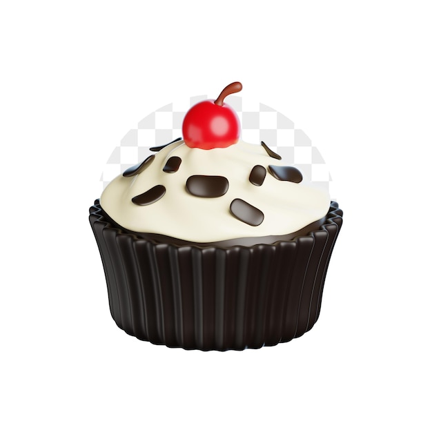 PSD black forest cupcakes 3d icon