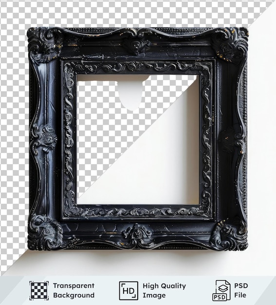 black frame isolated on transparent background with a white shadow in the foreground