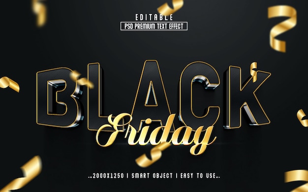 Black Friday 3D Editable text effect style