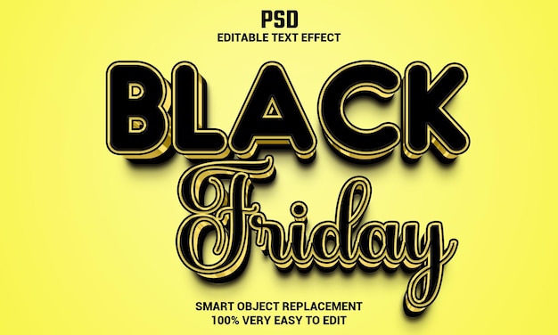 Black Friday 3d editable text effect with background Premium Psd