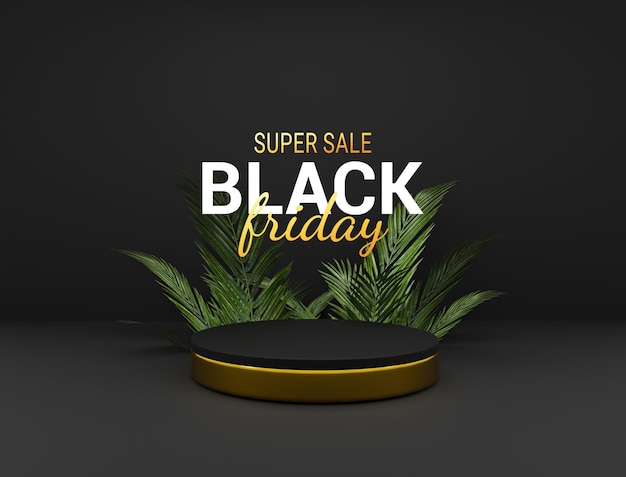 Black Friday 3d podium platform for product presentation and Product display on Dark background