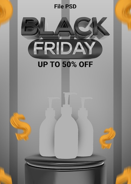 PSD black friday 3d rendering banner