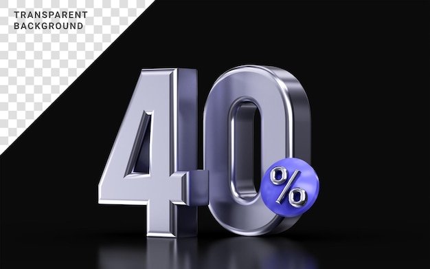 black Friday 40 percent discount metallic on dark background 3d render concept for big sale offer