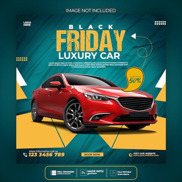 Black friday car and automotive super sale social media banner template