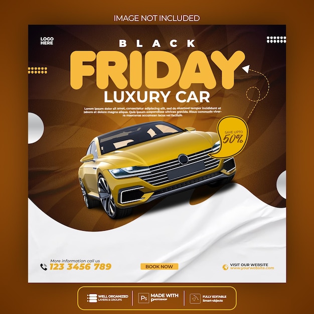 Black friday car and automotive super sale social media banner template