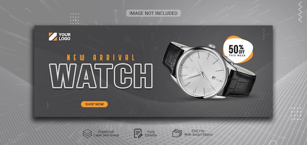 PSD black friday classic mens watch facebook cover social media post banner template