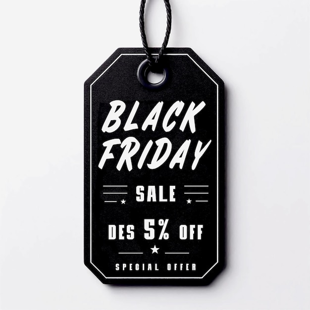 Black Friday composition using 3D stamp tags for sales and product promotion