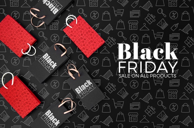 Black friday concept mock-up on black background