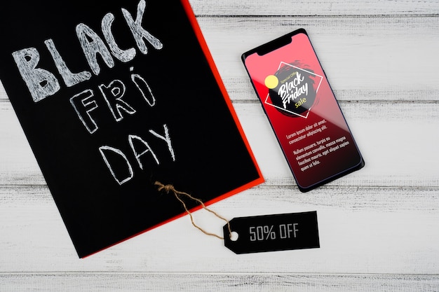 Black friday concept with mock-up smartphone